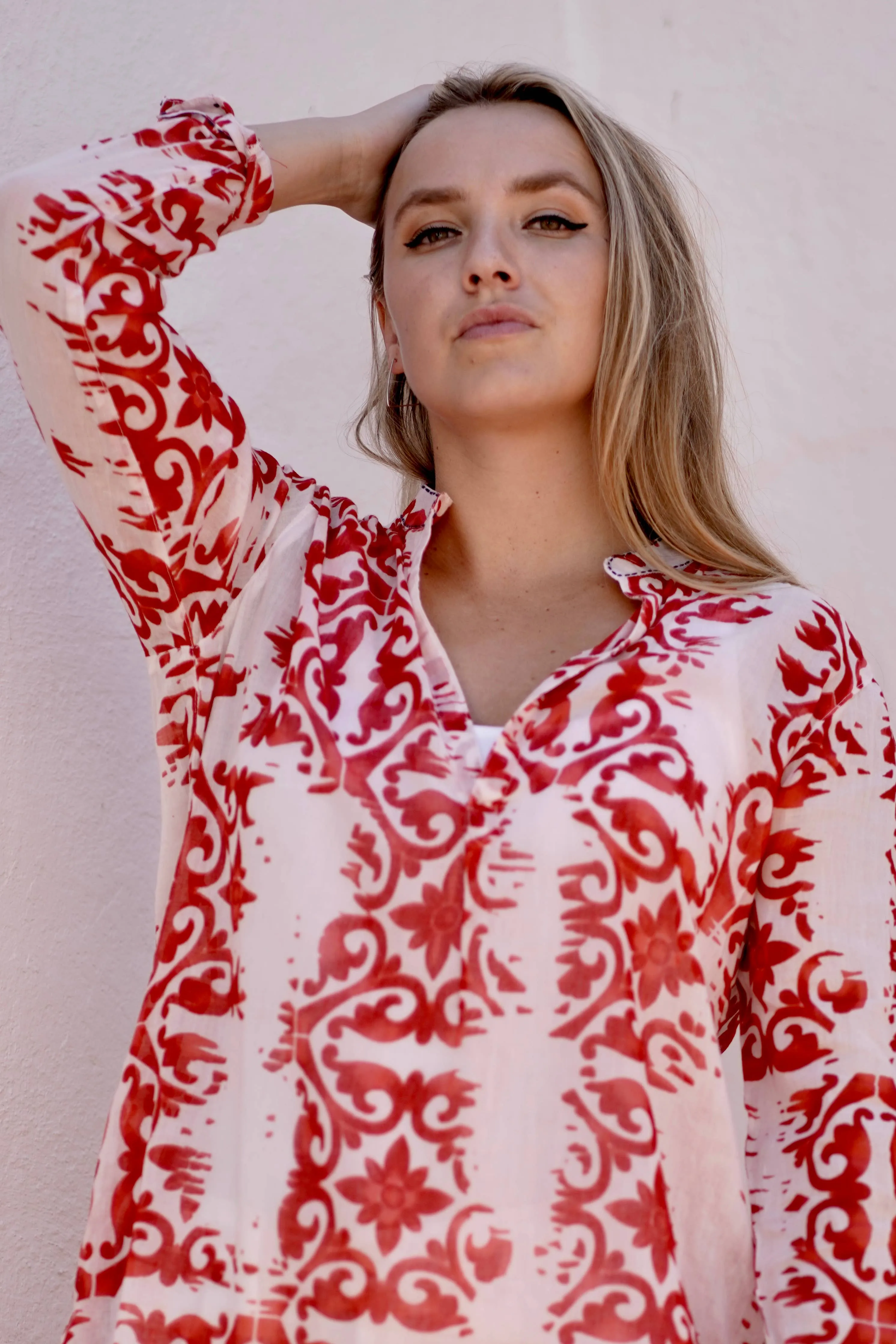Norie Shibori Coral Top