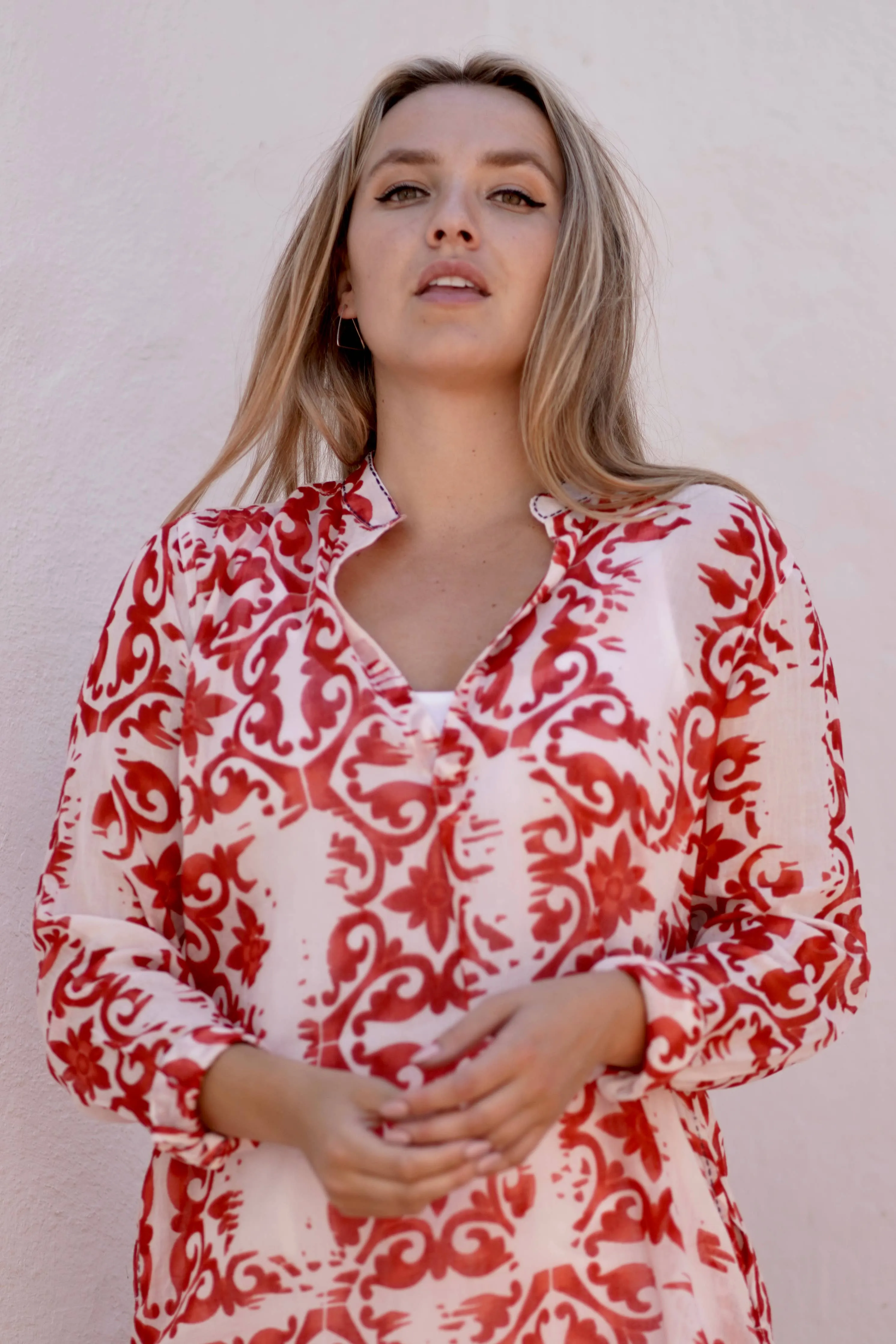 Norie Shibori Coral Top