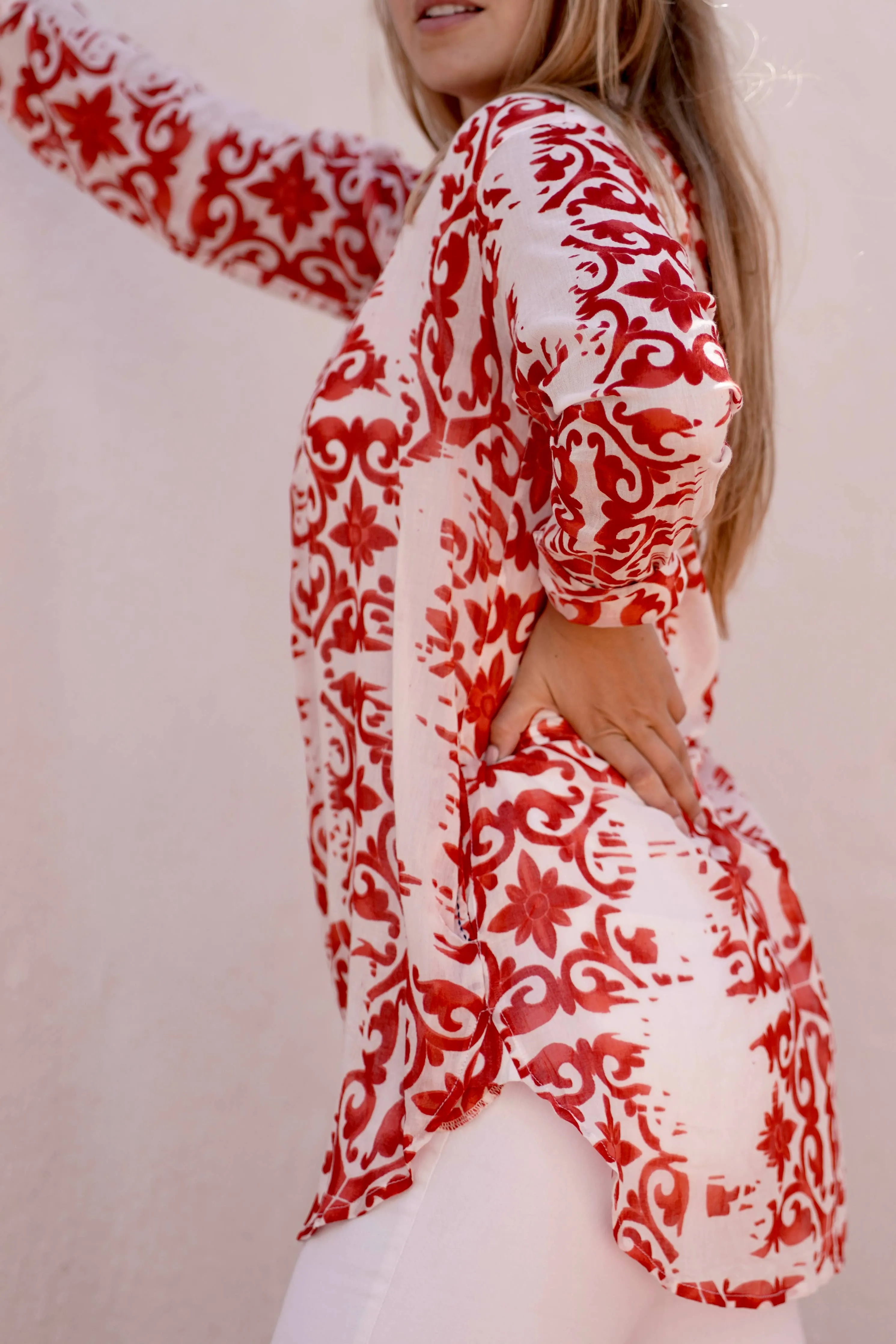 Norie Shibori Coral Top