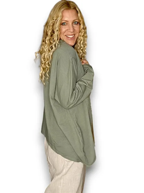 PATCHWORK COTTON SWEATER LINEN FOREST