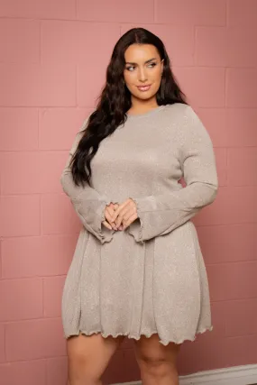 Plus Size Paulette Lurex Sweater Dress - Mocha