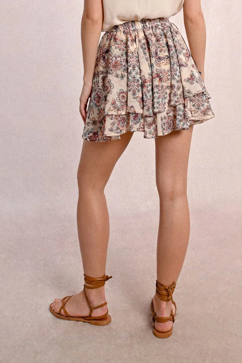 Ruffle Printed Mini Skirt