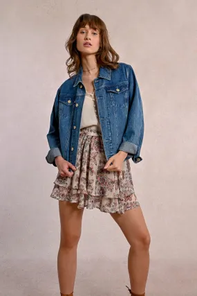 Ruffle Printed Mini Skirt