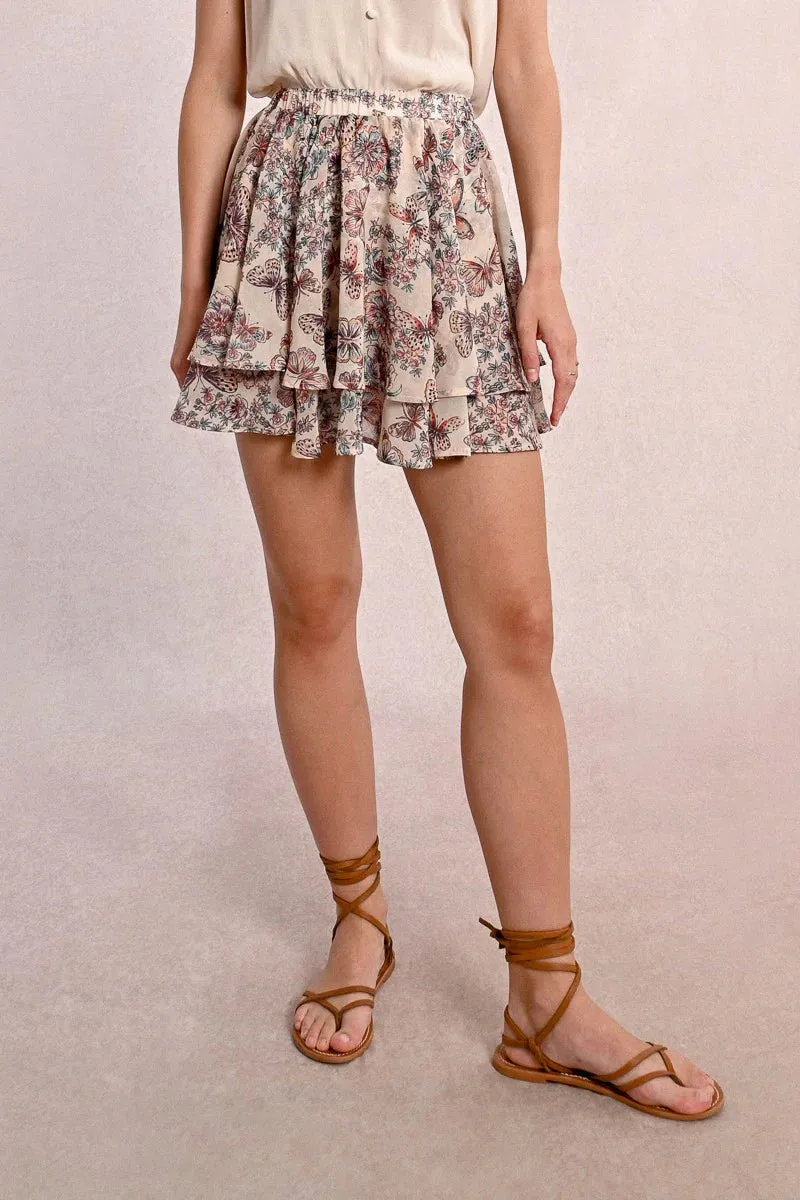 Ruffle Printed Mini Skirt