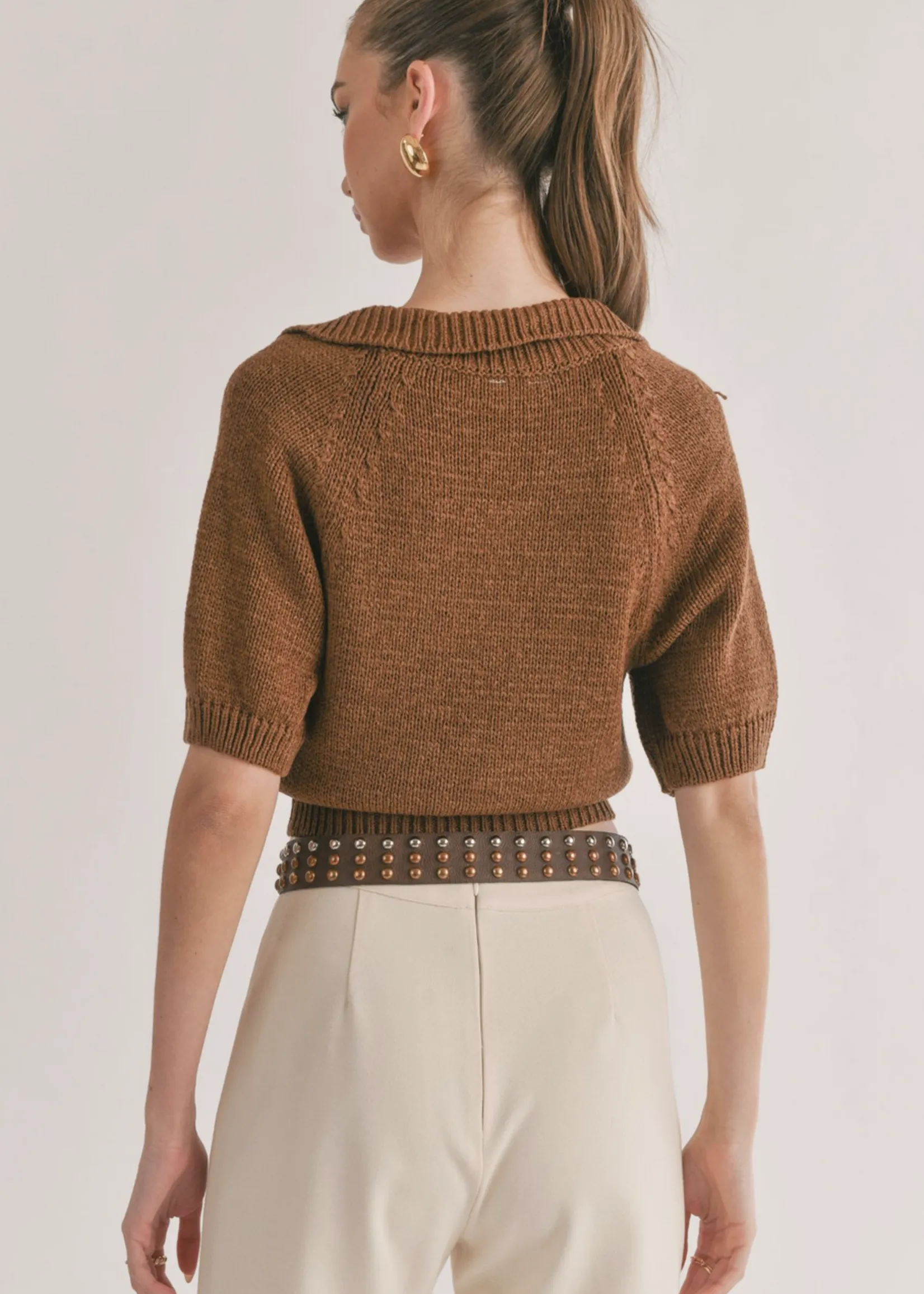Scarlet Collared Sweater - Brown