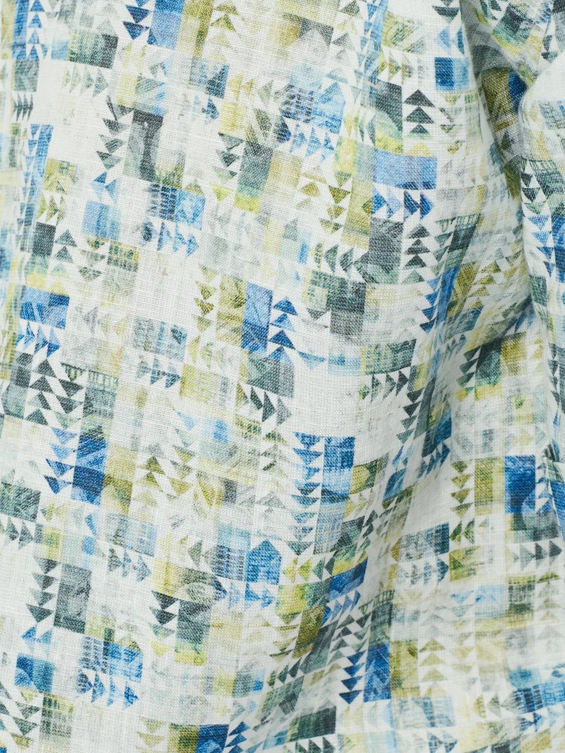 Shirt Short Sleeve Allover Printed With Linen | Aqua