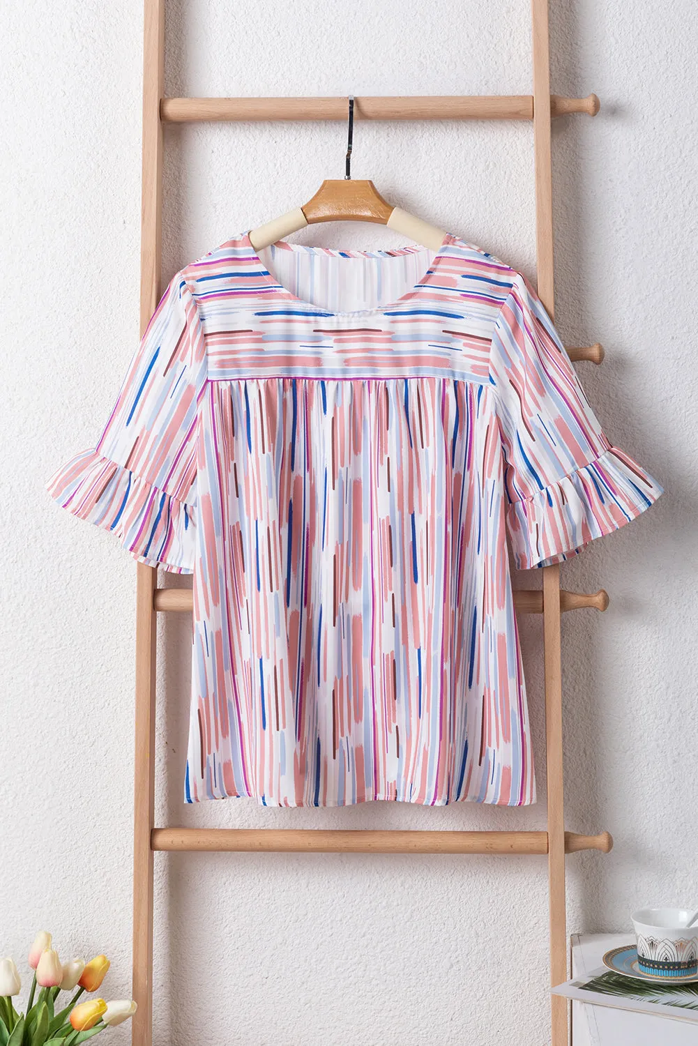 Short Sleeve Abstract Print Top
