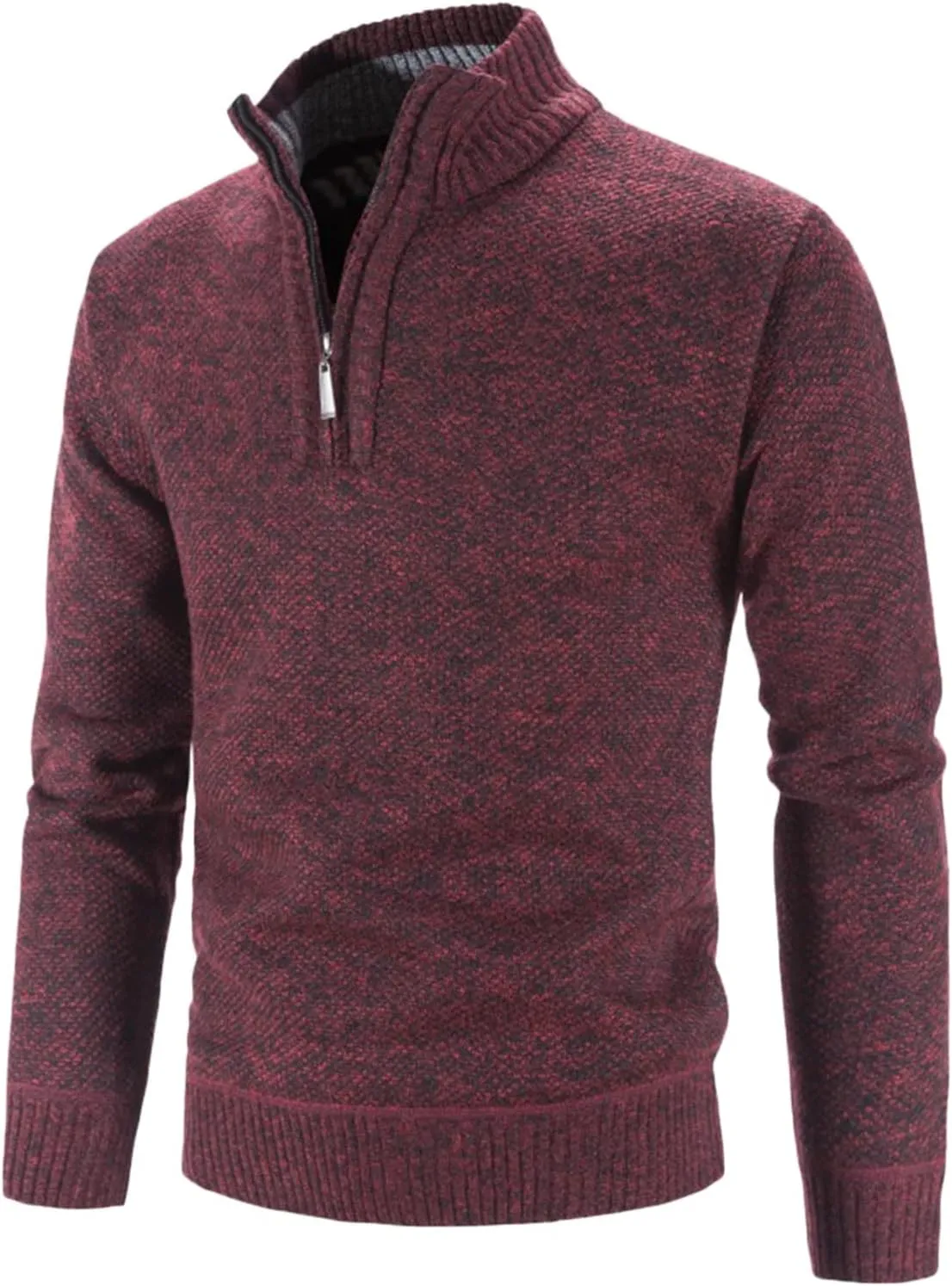 Slim Fit Polos Sweaters for Men Three Quarter Zipper Long Sleeve Sweater Turtleneck Pullover Jumper Tops Knitted Top