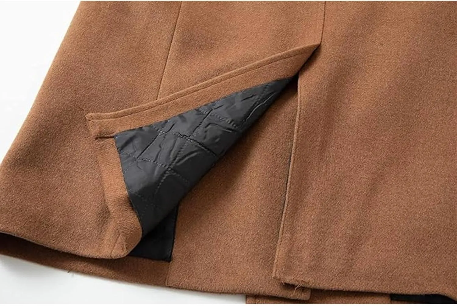 SOMTHRON Men's Woolen Trench Coat Regular Fit Double Breasted Wool Blend Jacket Winter Pea Coat Businesss Overcoat