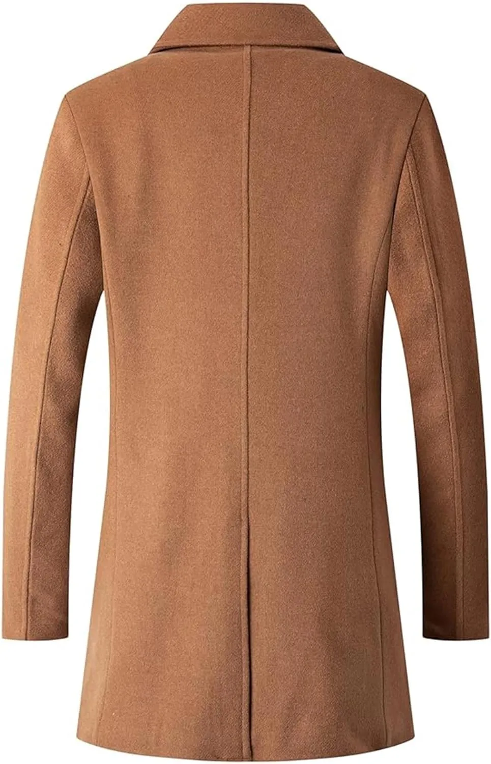 SOMTHRON Men's Woolen Trench Coat Regular Fit Double Breasted Wool Blend Jacket Winter Pea Coat Businesss Overcoat