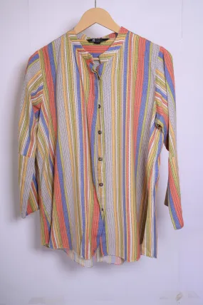 Street One Blouse - Orange Brown Stripes - Small