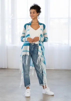 Striped Flowy Long Cardigan