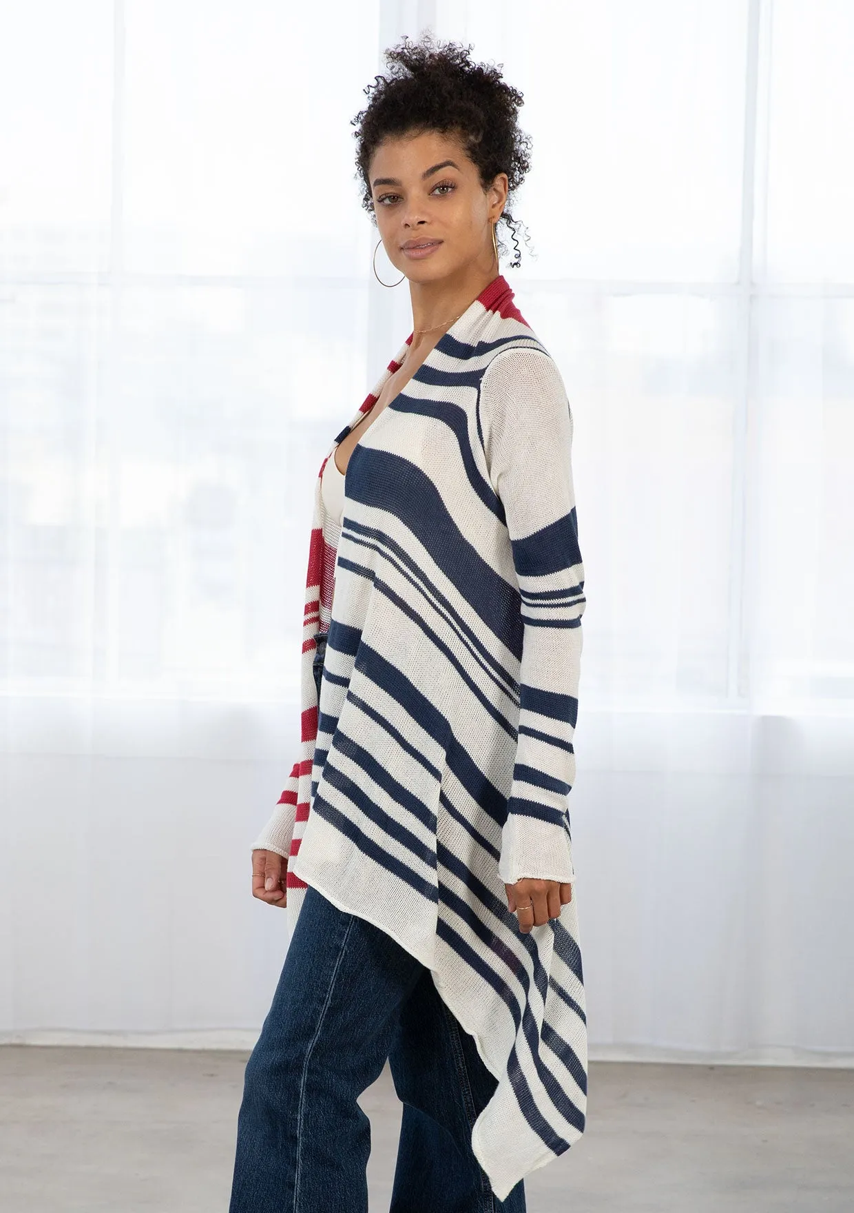 Striped Knit Flowy Cardigan