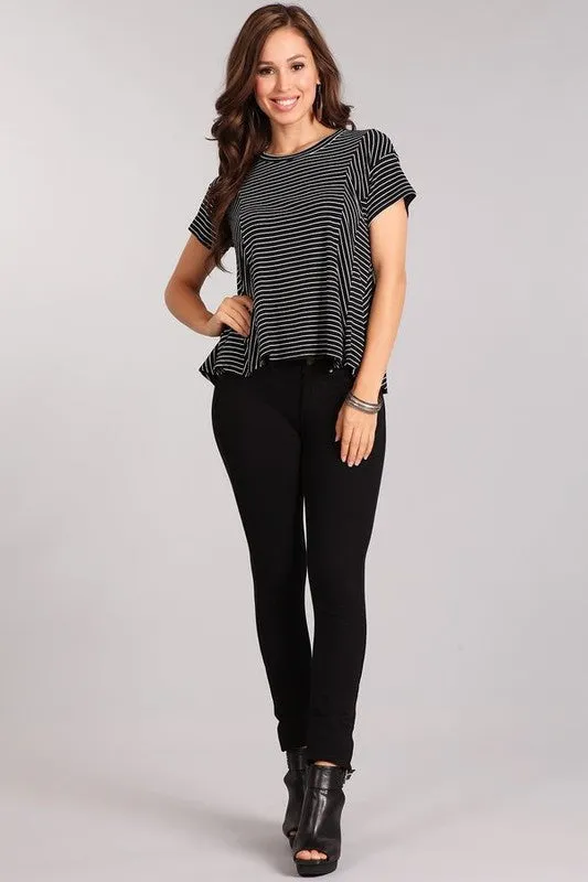 Striped Knit Waist Length Top