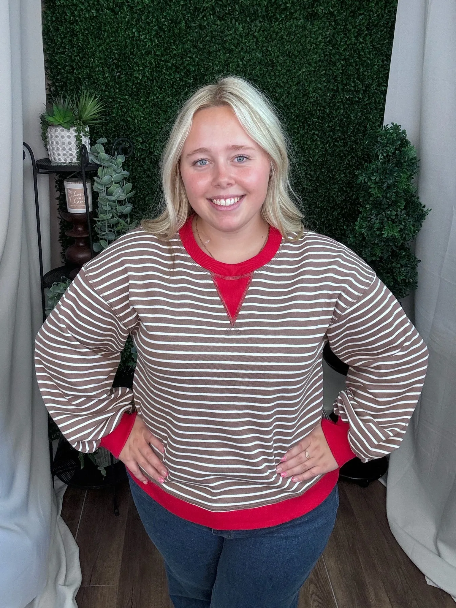STRIPED LONG SLEEVE BLOUSE
