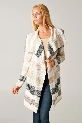 Striped Marled Knit Cardigan Sweater