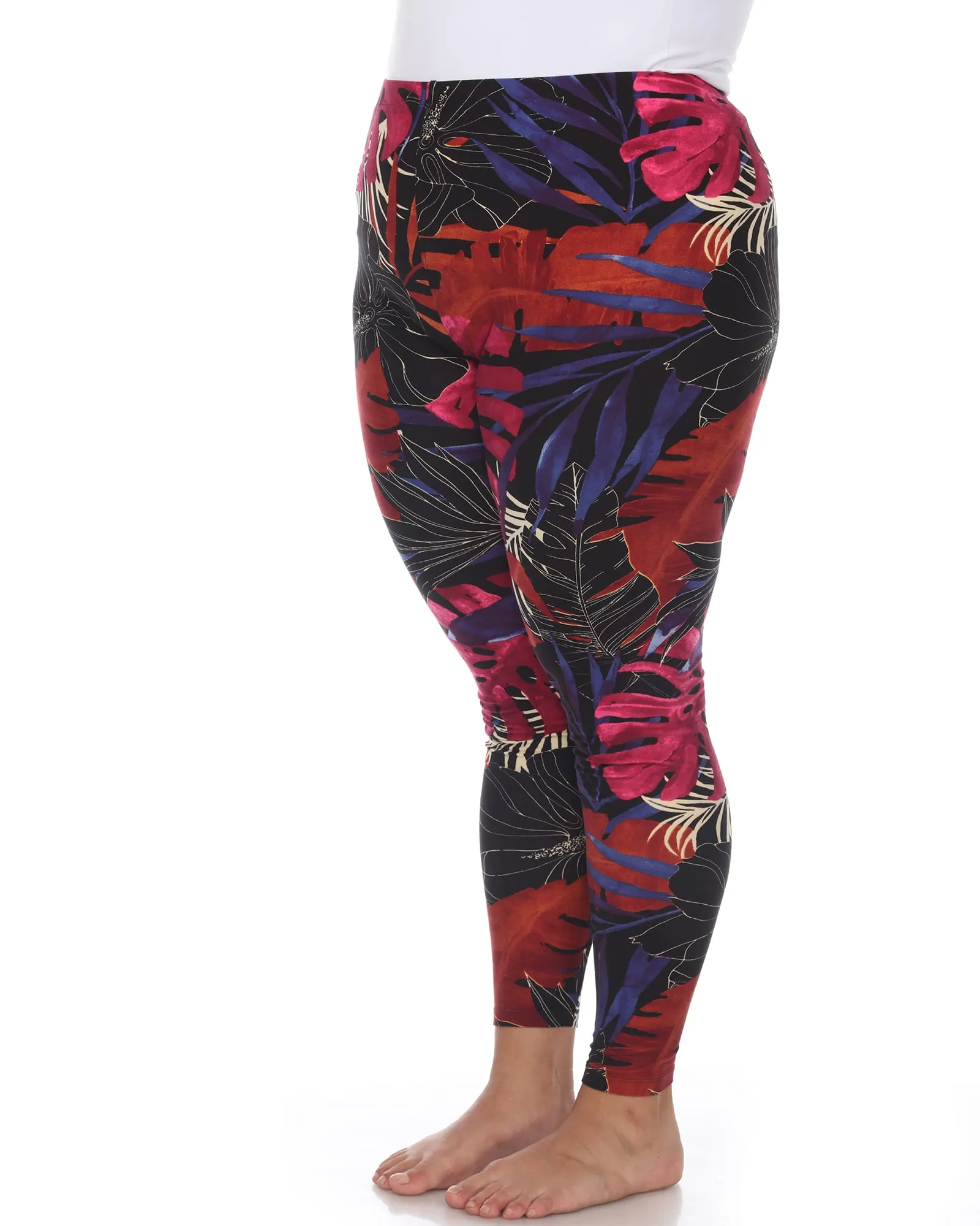 Super Soft Tropical Printed Leggings | Black Tropical Flower