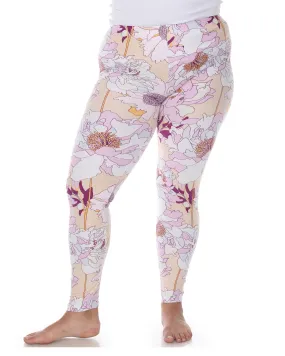 Super Soft Tropical Printed Leggings | Coral Pink Flower