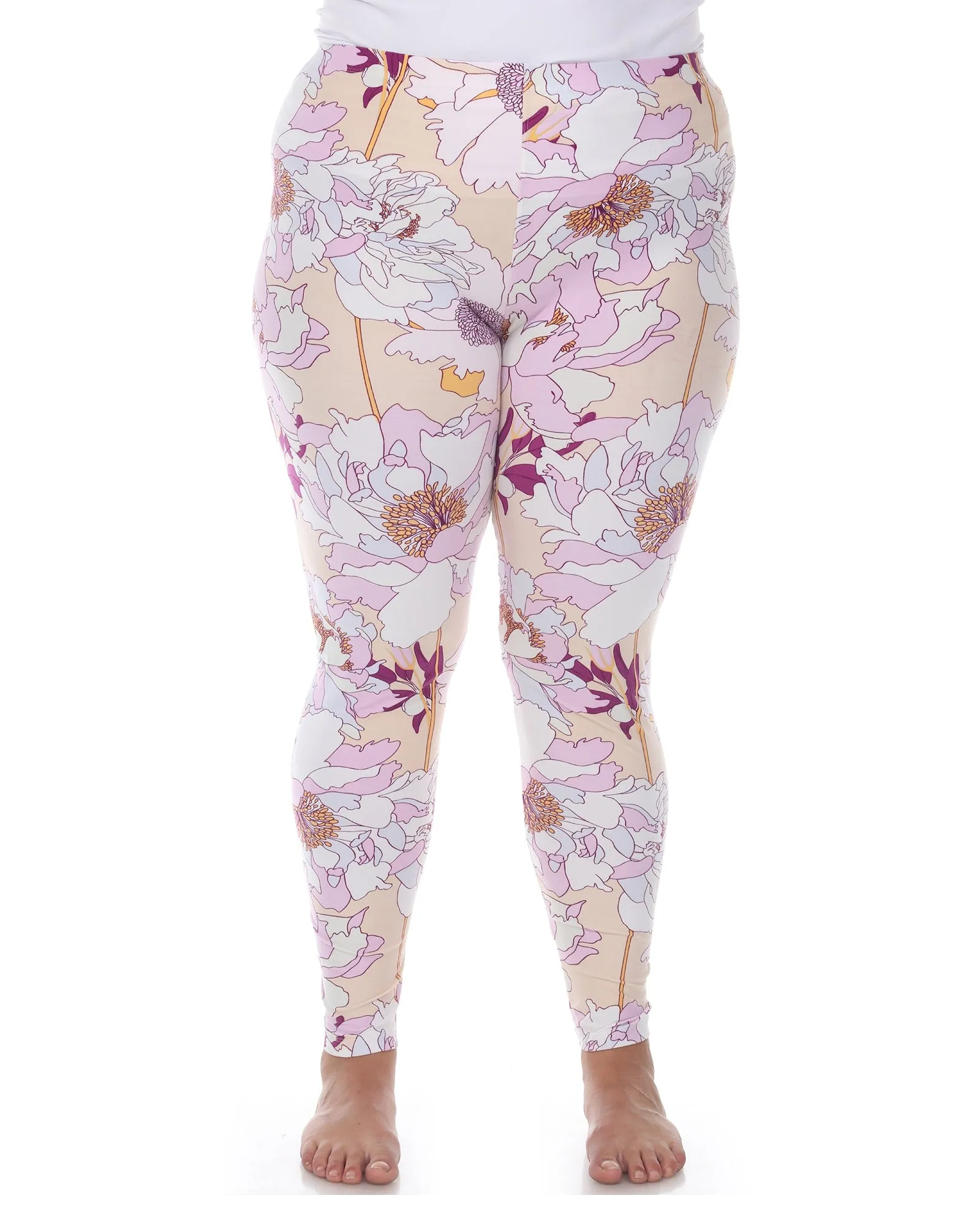 Super Soft Tropical Printed Leggings | Coral Pink Flower