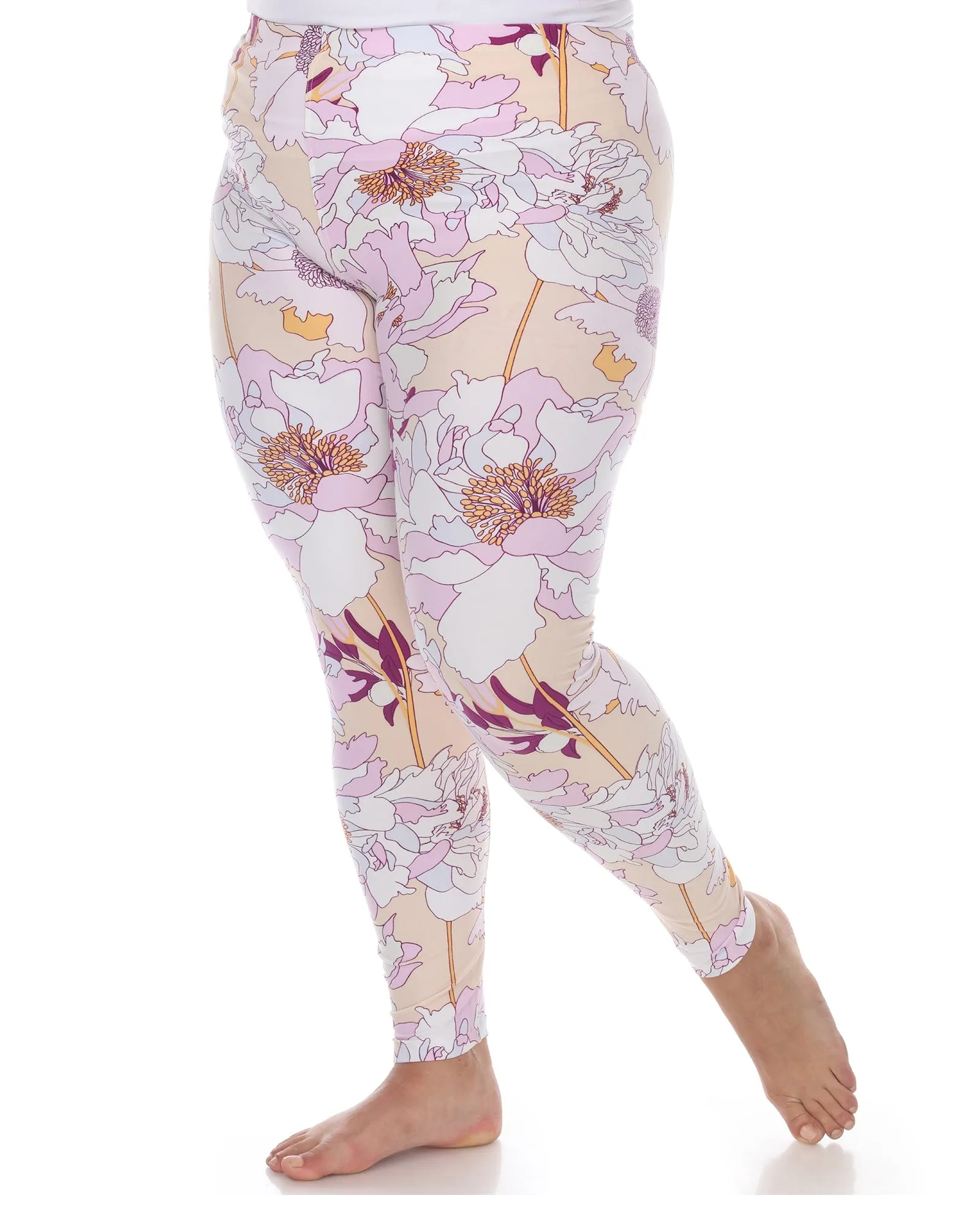 Super Soft Tropical Printed Leggings | Coral Pink Flower