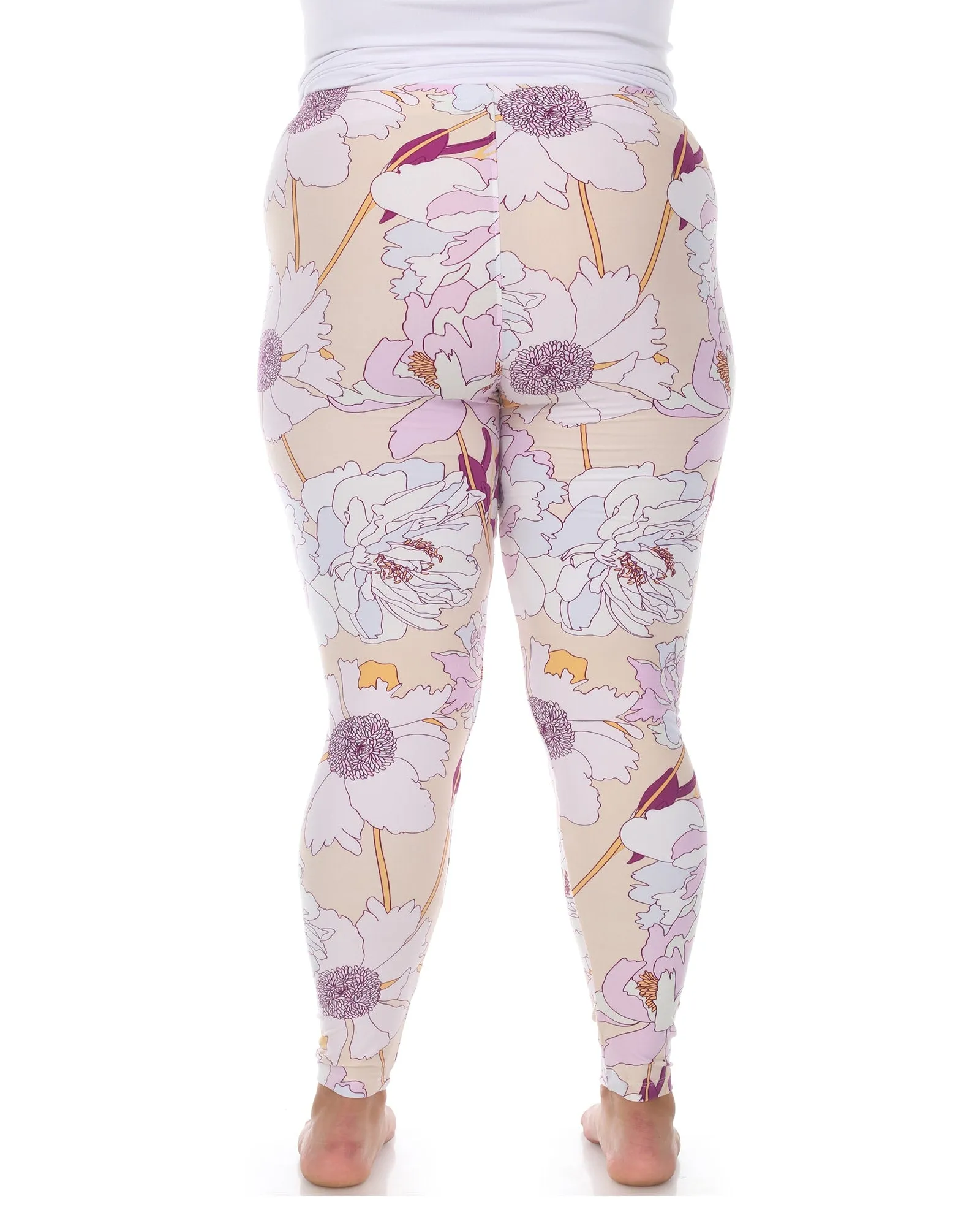 Super Soft Tropical Printed Leggings | Coral Pink Flower
