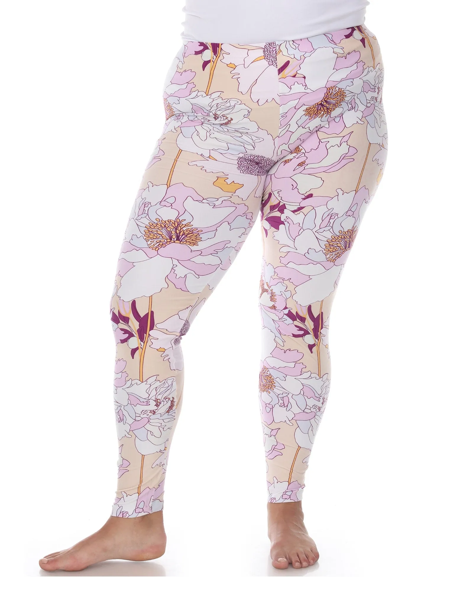 Super Soft Tropical Printed Leggings | Coral Pink Flower
