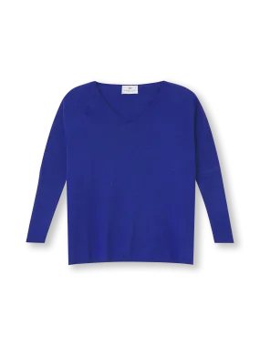V-neck Cape Sweater | royal blue