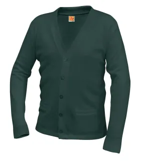 V-Neck Cardigan - w/ School Logo - Green