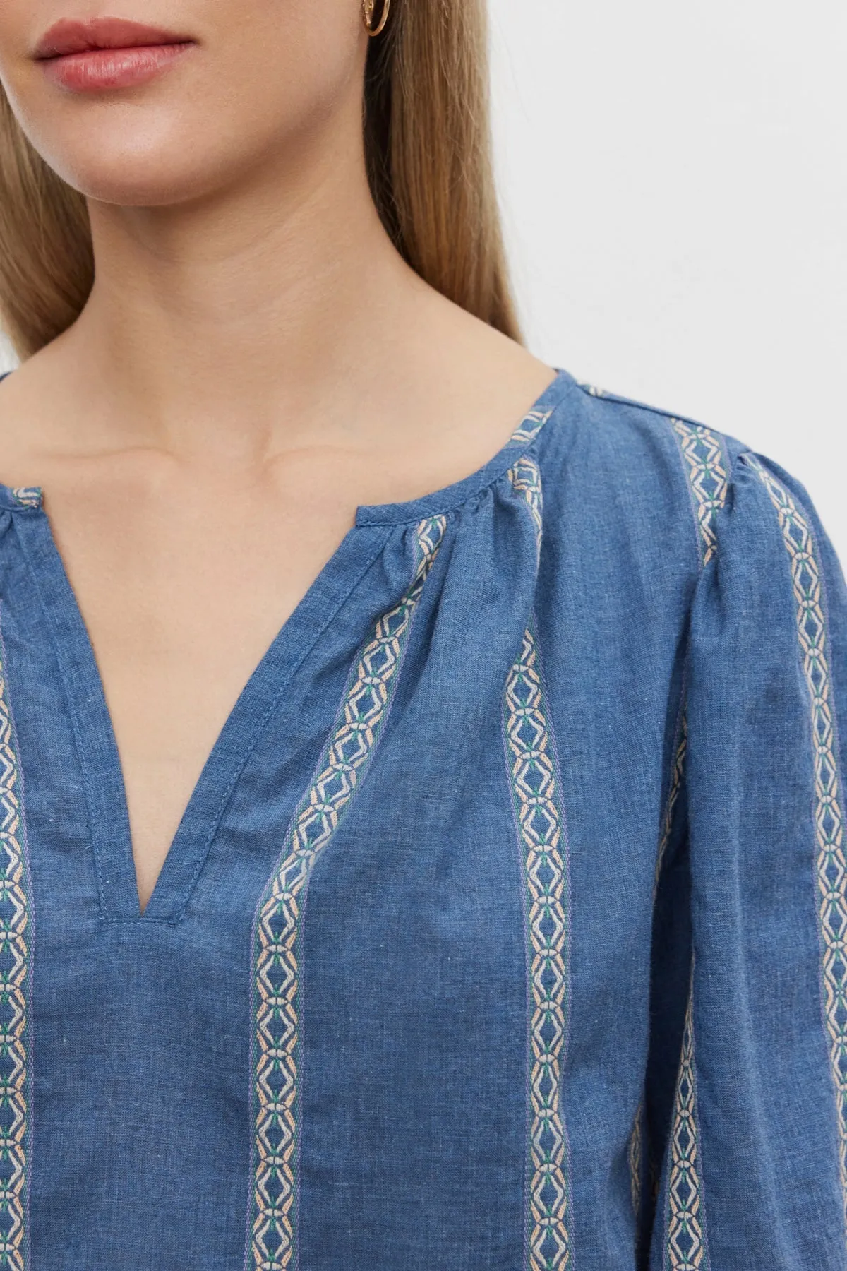 Velvet by Graham & Spencer Raylee 06 Striped Blouse | Blue | Clearance Final Sale
