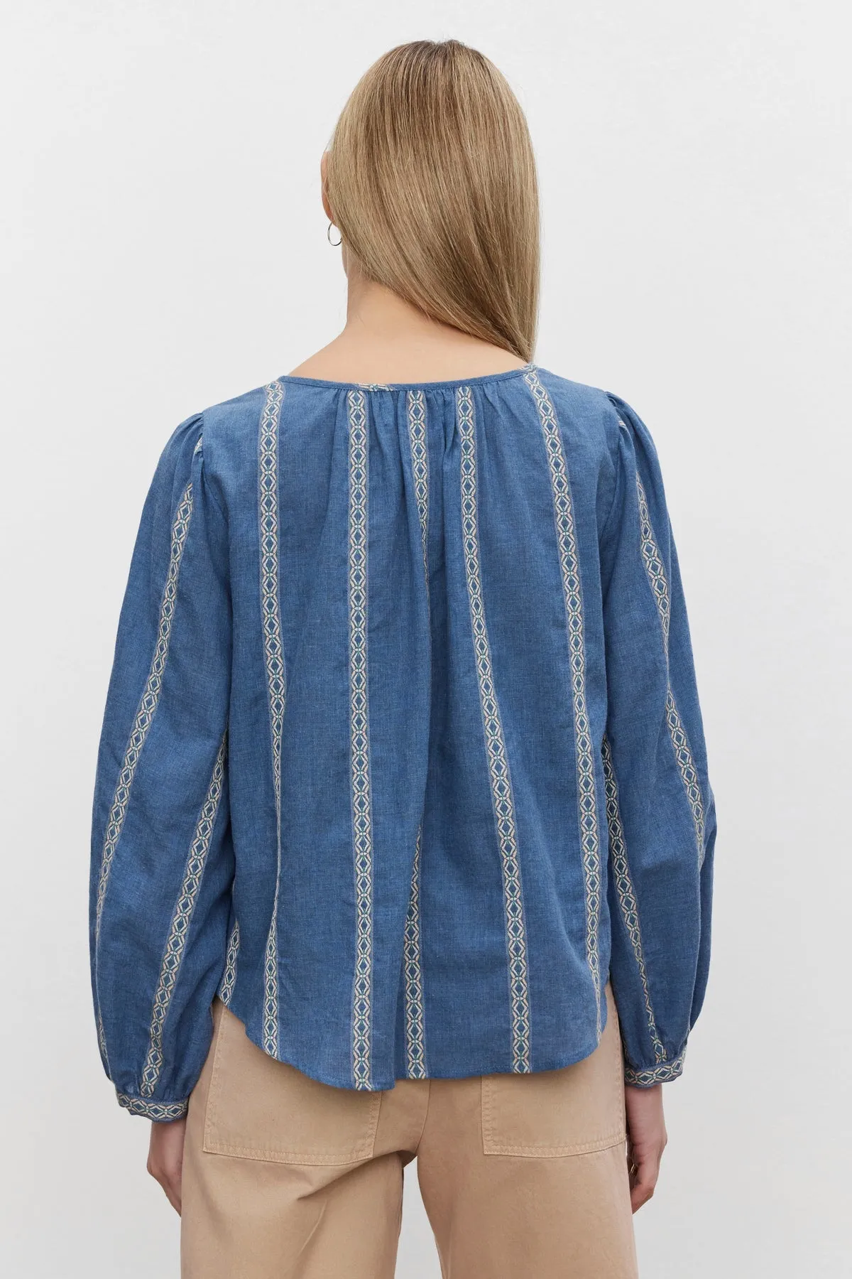 Velvet by Graham & Spencer Raylee 06 Striped Blouse | Blue | Clearance Final Sale