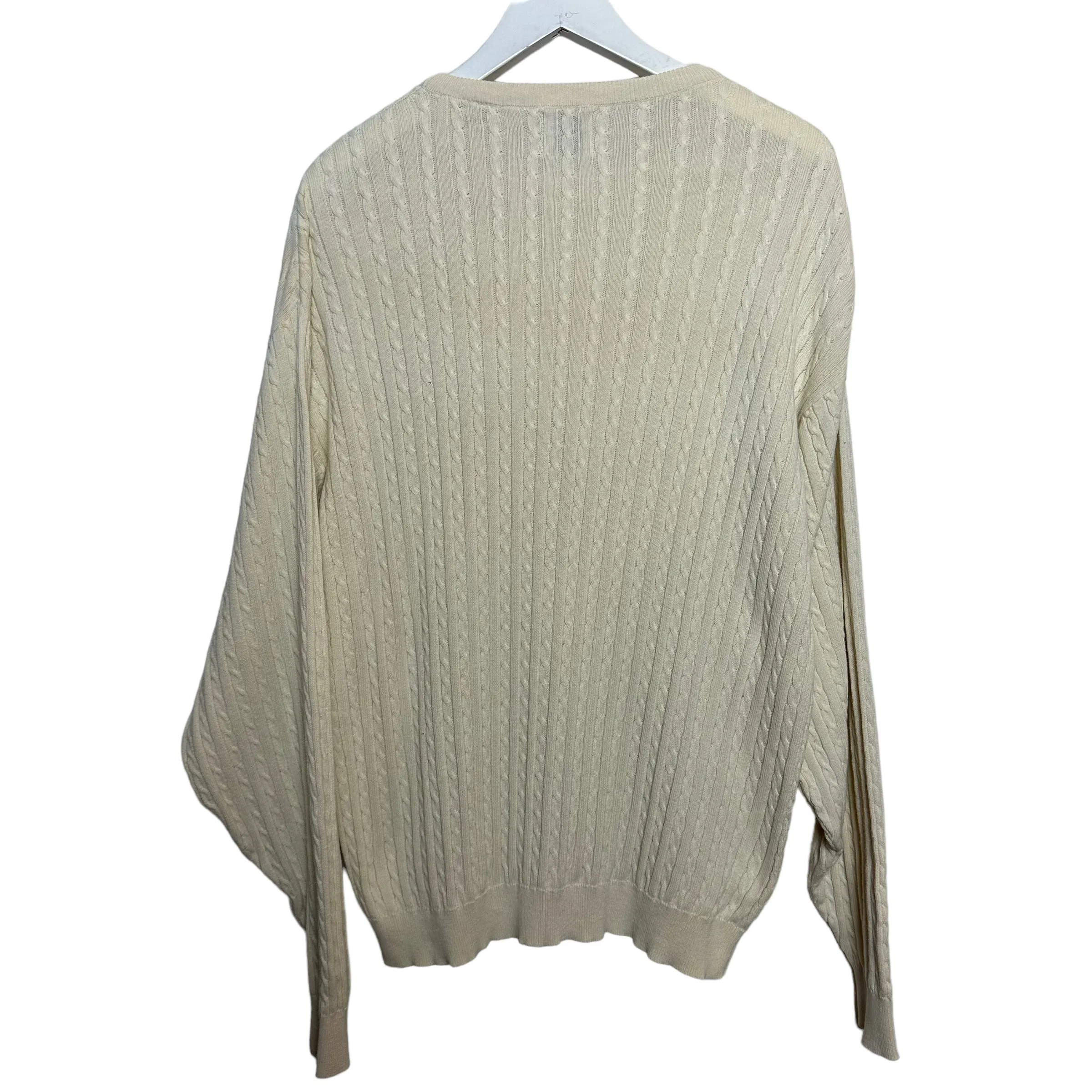 Vintage Gap Cream Cable Knit Sweater Cotton Pullover Crewneck XL