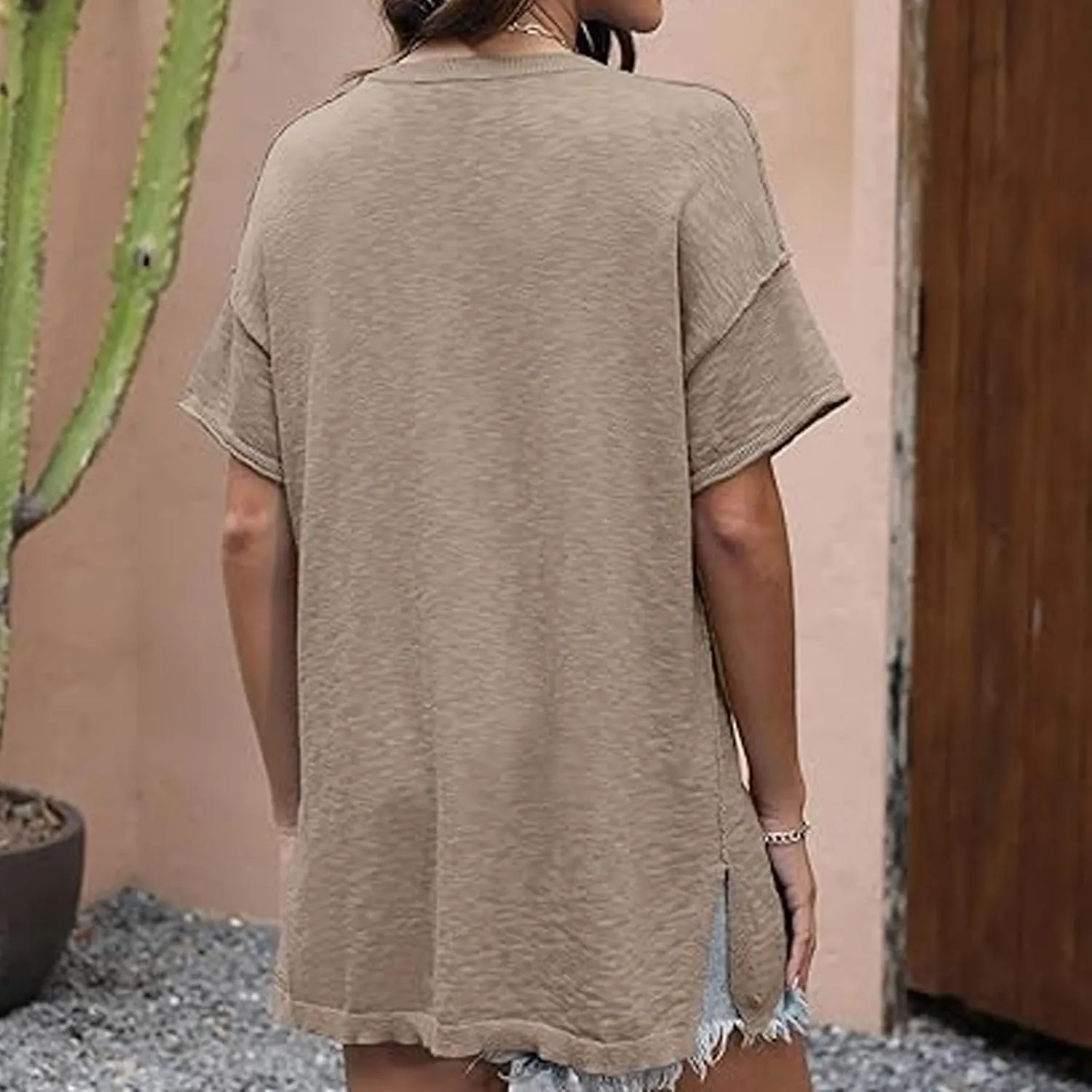 Women Summer Pullover Top for Leggings Oversized Short Sleeve Drop Shoulder Casual T-Shirts Trendy Tees 2025