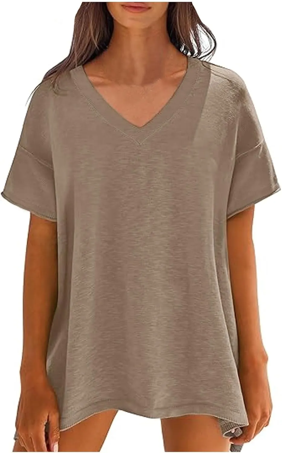Women Summer Pullover Top for Leggings Oversized Short Sleeve Drop Shoulder Casual T-Shirts Trendy Tees 2025