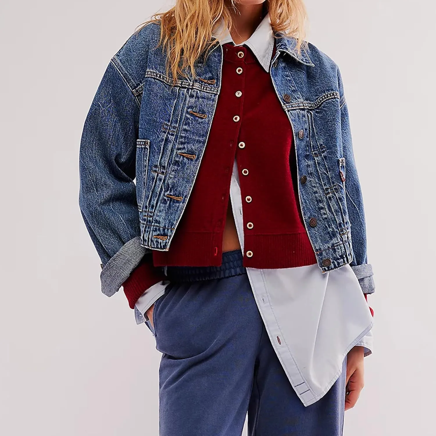 Women Y2k Classic Crop Cardigan Sweater Button Down Long Sleeve Lightweight Knit Basic Shirt Fall Cardigan Tops