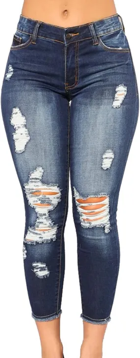 Women's Curvy High Waist Stretch Jeans Butt Lifting Skinny Pockets Denim Pants Comfy Outside Colombian Ripped Jeans