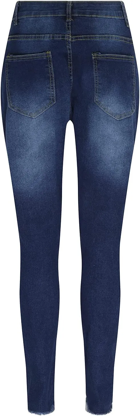 Women's Curvy High Waist Stretch Jeans Butt Lifting Skinny Pockets Denim Pants Comfy Outside Colombian Ripped Jeans