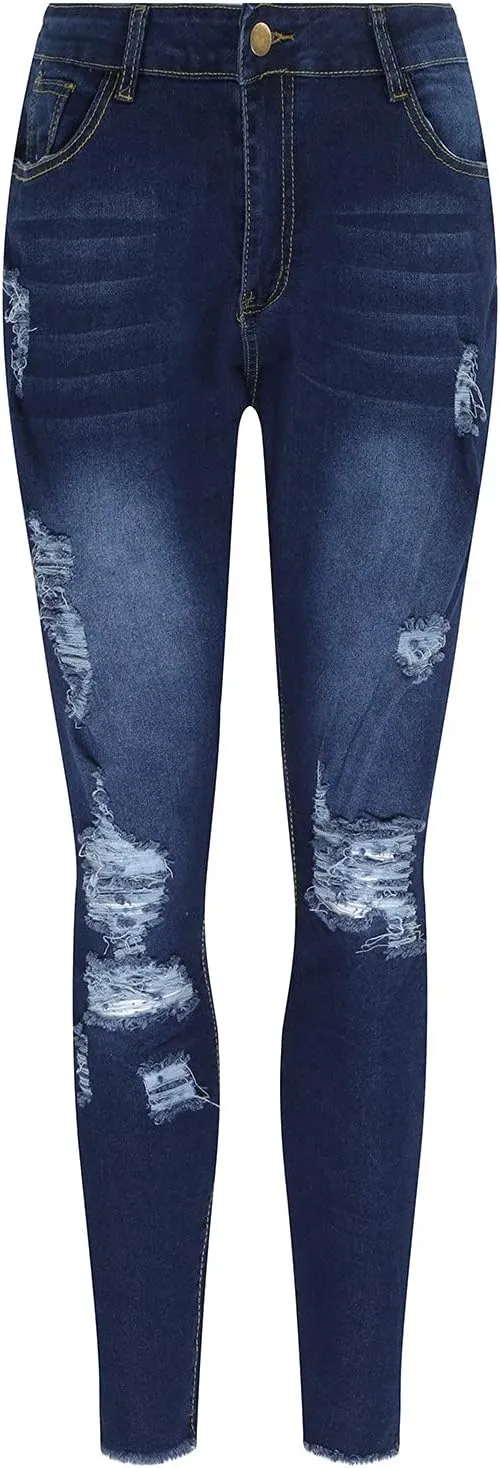 Women's Curvy High Waist Stretch Jeans Butt Lifting Skinny Pockets Denim Pants Comfy Outside Colombian Ripped Jeans