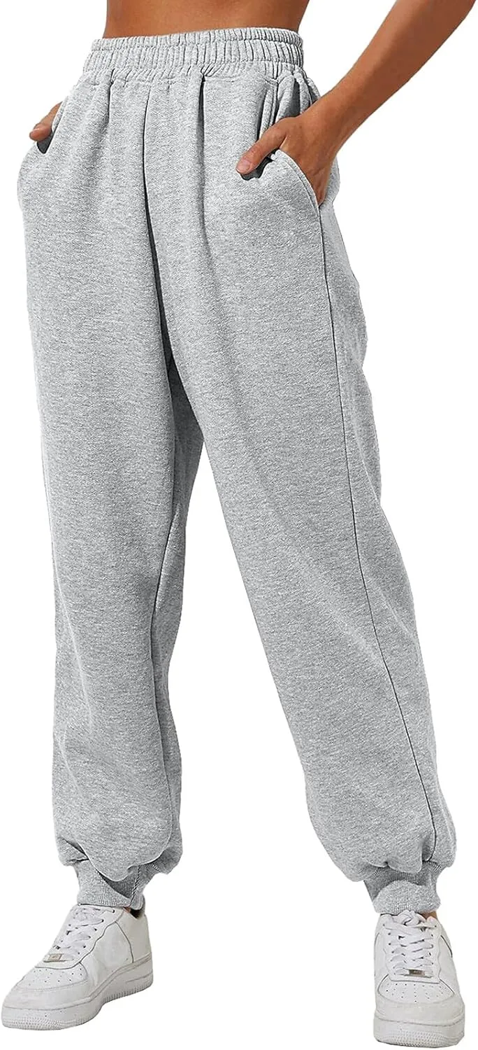 Womens High Waisted Baggy Sweatpants 2024 Fall Jogger Pants Y2k Trendy Lounge Trousers with Pockets Comfy Yoga Pants
