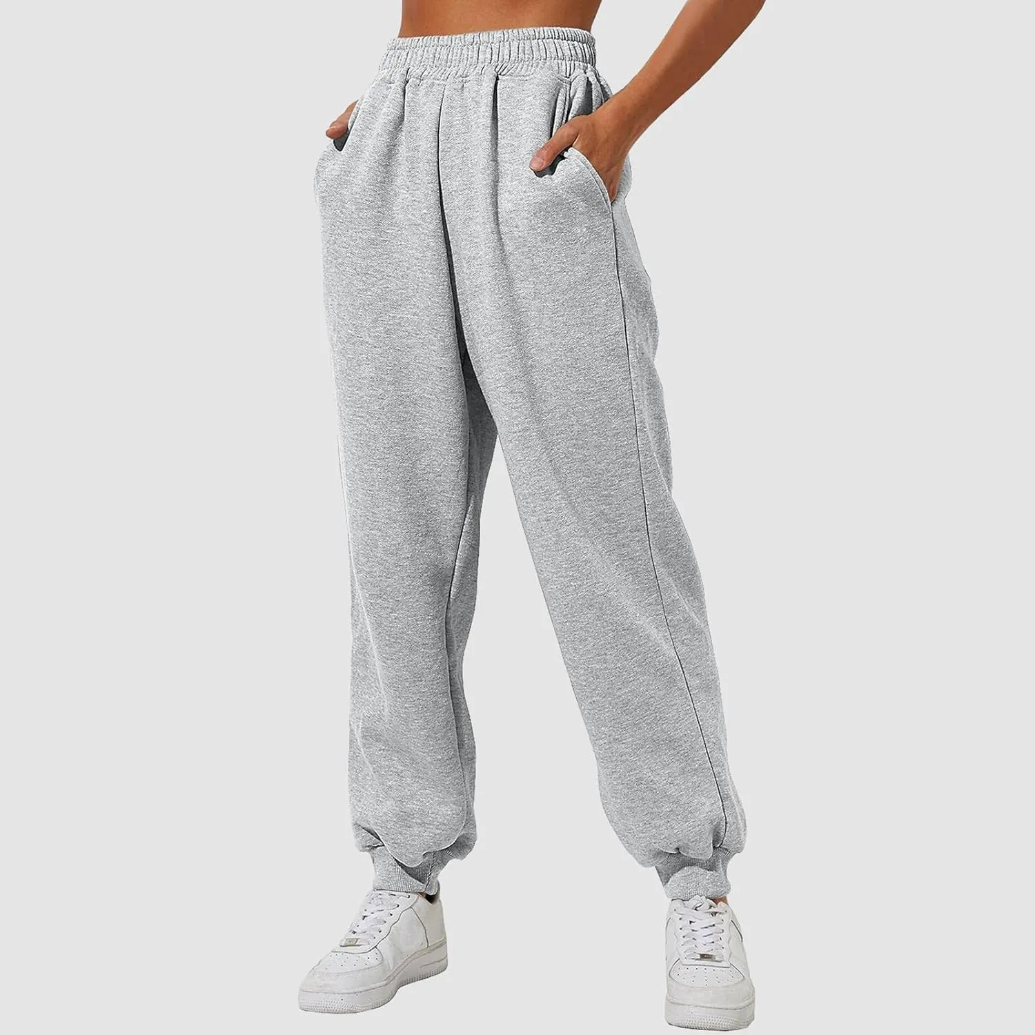 Womens High Waisted Baggy Sweatpants 2024 Fall Jogger Pants Y2k Trendy Lounge Trousers with Pockets Comfy Yoga Pants