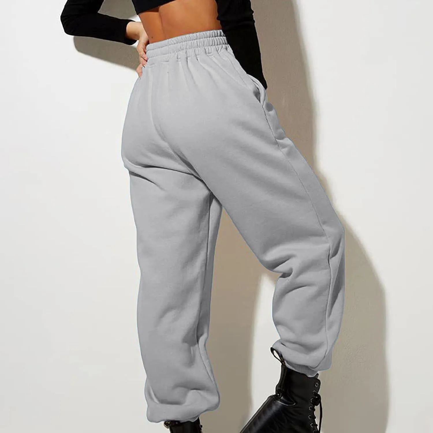 Womens High Waisted Baggy Sweatpants 2024 Fall Jogger Pants Y2k Trendy Lounge Trousers with Pockets Comfy Yoga Pants