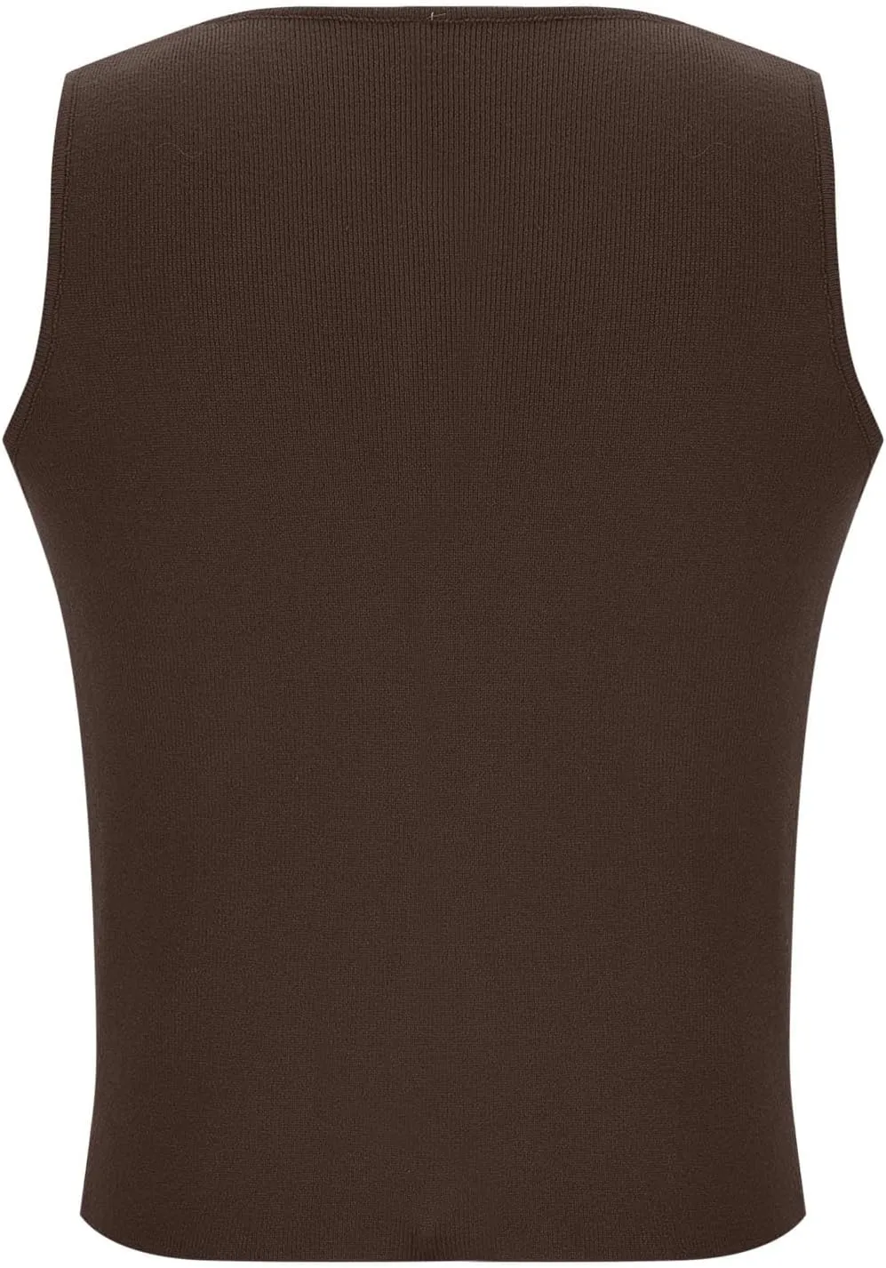 Women's Knitted Cotton Crop Tank Top Button Down Crew Neck Sweater Vest Solid Color Pullover Sleeveless Shirt