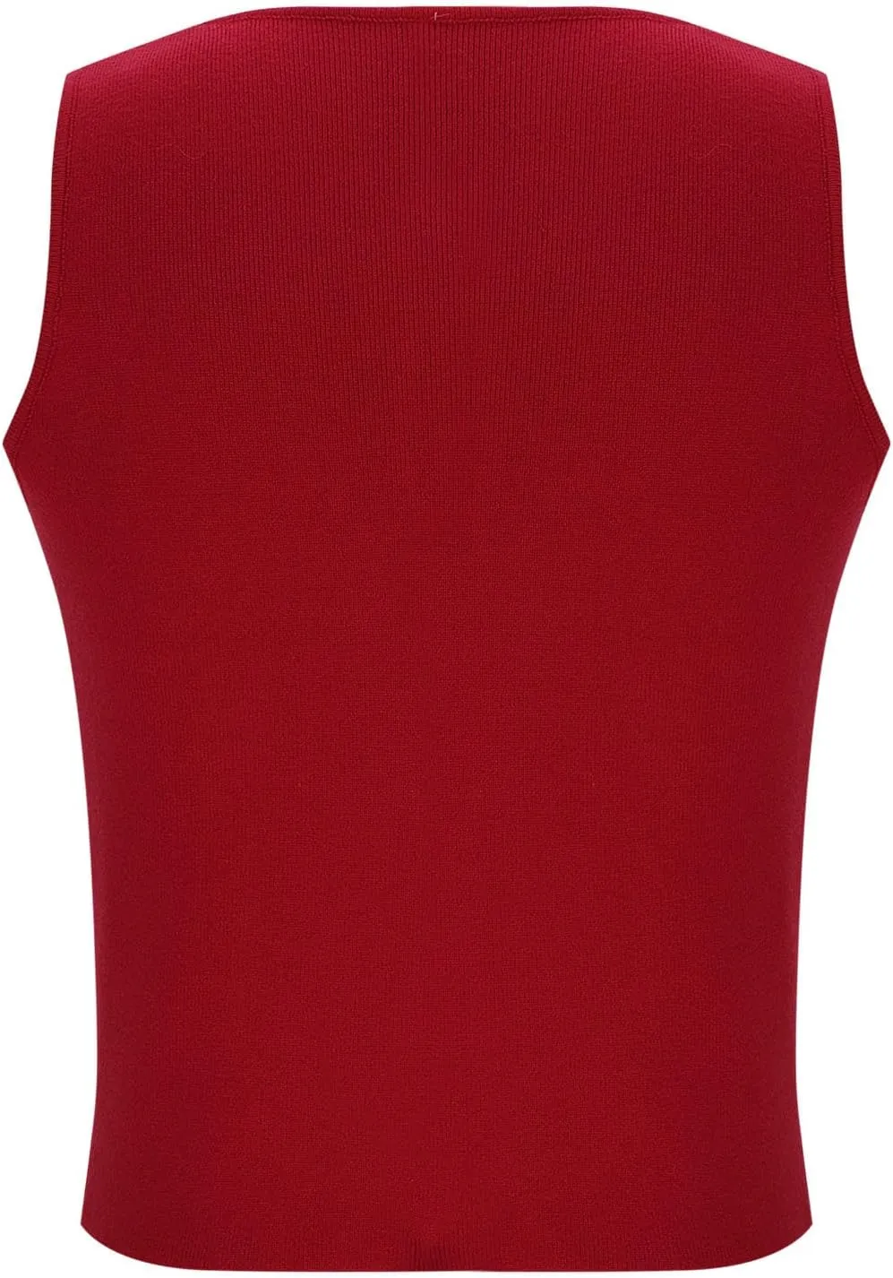 Women's Knitted Cotton Crop Tank Top Button Down Crew Neck Sweater Vest Solid Color Pullover Sleeveless Shirt