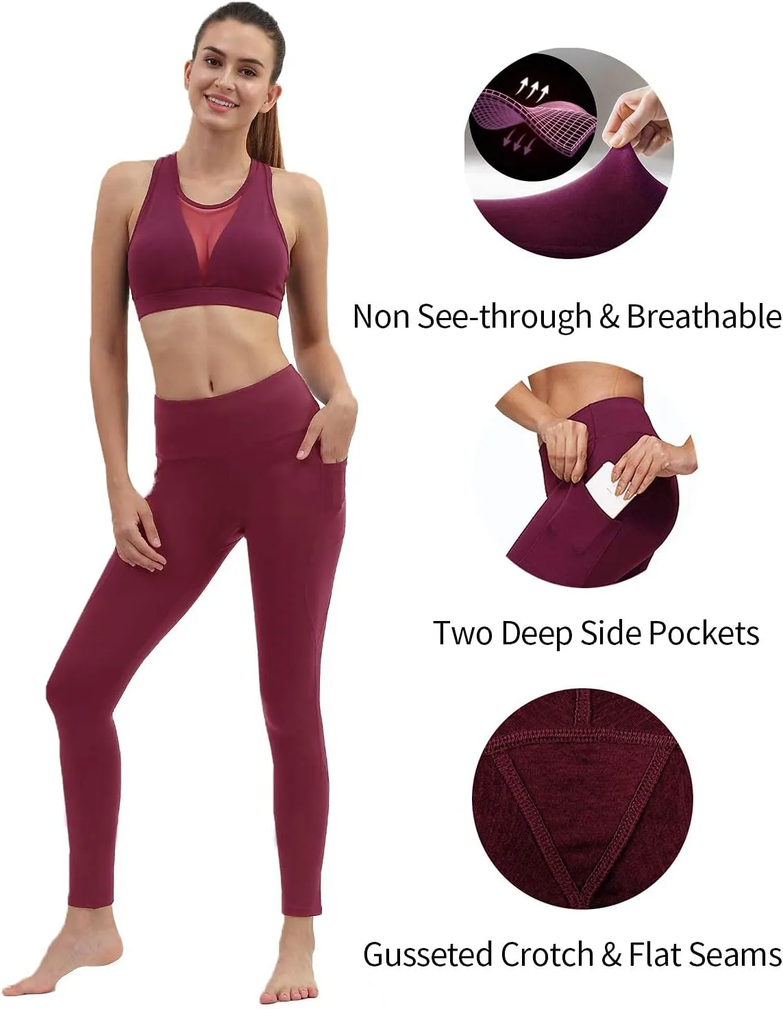 Workout Leggings for Women High Waisted Leggings 7/8 Length Soft Yoga Pants with Pockets