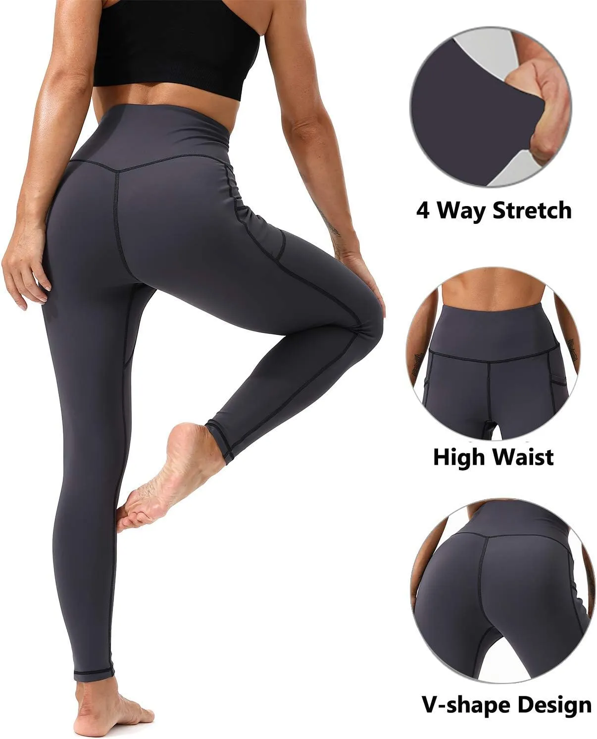 Workout Leggings for Women High Waisted Leggings 7/8 Length Soft Yoga Pants with Pockets
