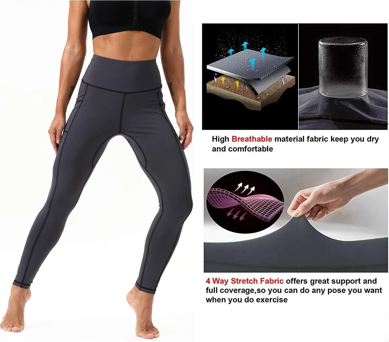 Workout Leggings for Women High Waisted Leggings 7/8 Length Soft Yoga Pants with Pockets