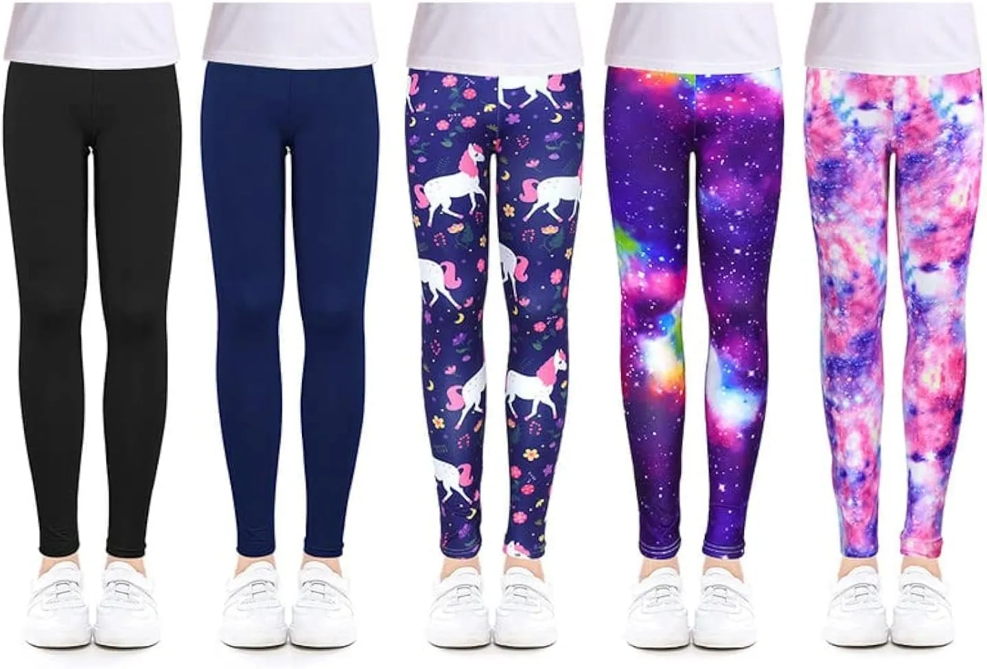 ZukoCert Girls Leggings Multipack - Soft Comfortable Athletic Leggings for Girls 4-12 Years