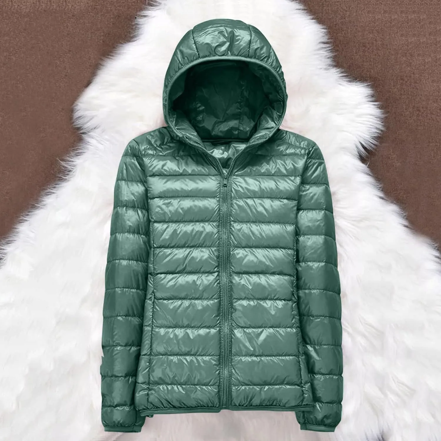 ZYXTIM Women's Packable Lightweight Puffer Jacket Warm Winter Jackets Long-Sleeve Water-Resistant Hooded Insulated Coats